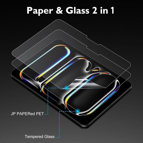 Esanik [2+2 Pack Like Paper Glass Screen Protector for iPad Pro 13 Inch M5/M4 (2025/2024) with Camera Lens Protector & Alignment Frame, 9H Tempered Glass PAPERed Film for Drawing Writing in Kuwait