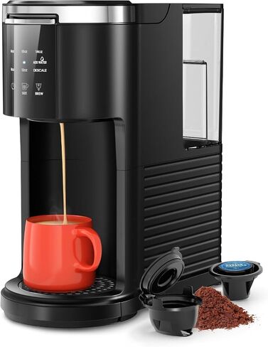 Kismile 2 in 1 Single Serve Coffee Maker, 6-14 Oz Cup,K Cup & Grounds,Black in Saudi Arabia