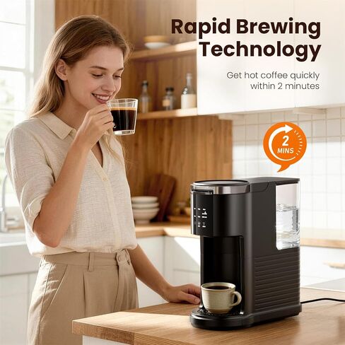 Kismile 2 in 1 Single Serve Coffee Maker, 6-14 Oz Cup,K Cup & Grounds,Black in Saudi Arabia