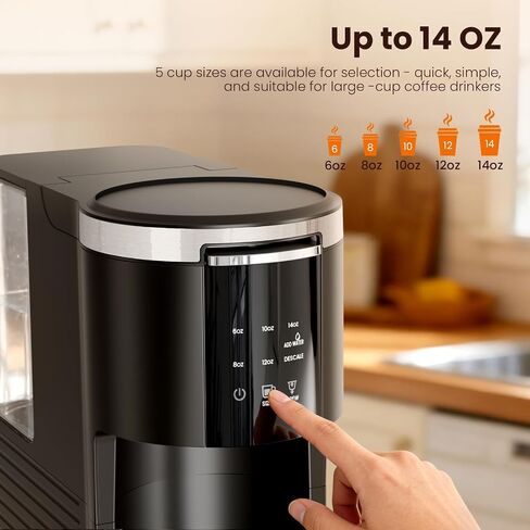 Kismile 2 in 1 Single Serve Coffee Maker, 6-14 Oz Cup,K Cup & Grounds,Black in Saudi Arabia