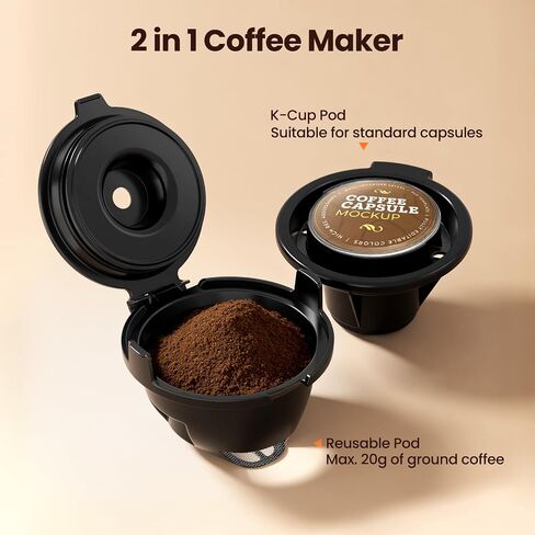 Kismile 2 in 1 Single Serve Coffee Maker, 6-14 Oz Cup,K Cup & Grounds,Black in Saudi Arabia