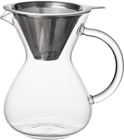 Pour Over Coffee Maker 2 Cup 16oz Borosilicate Glass Carafe with Stainless Steel Reusable Filter, Manual Drip Brewer, Paperless Coffee Pot for Home Kitchen Cafe in Kuwait