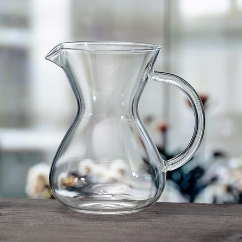 Pour Over Coffee Maker 2 Cup 16oz Borosilicate Glass Carafe with Stainless Steel Reusable Filter, Manual Drip Brewer, Paperless Coffee Pot for Home Kitchen Cafe in Kuwait