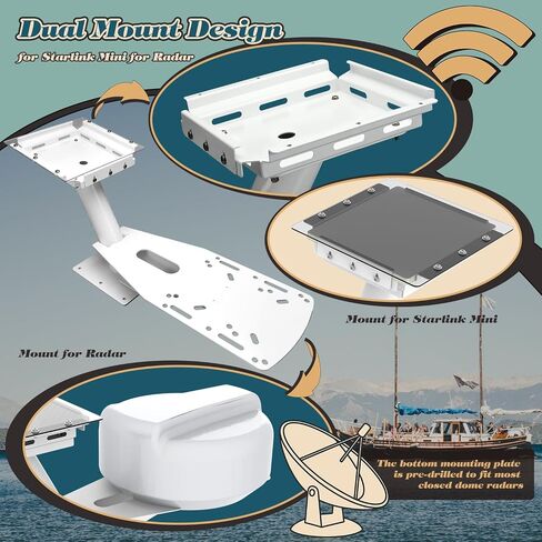TOPOWN Aluminum Marine Dual Mount for Starlink Mini for Radar Dome 18"-24" in Saudi Arabia