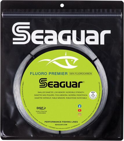 Seaguar Fluoro Premier Big Game Saltwater Fishing Line Shock Leader, 100% Fluorocarbon, Clear, Multiple Sizes in Kuwait