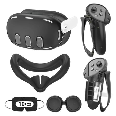 Tyasoleil VR Silicone Case for Meta Quest 3, Design Upgraded Accessories for Quest 3S, Face Cover, Controller Grips, Shell Cover, Lens Cover, Disposable Eye Cover (Black) in Saudi Arabia
