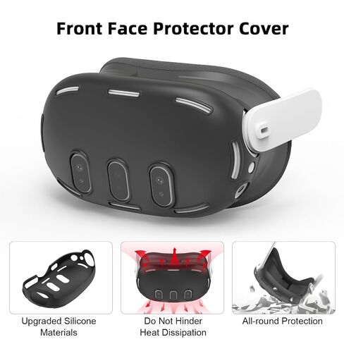 Tyasoleil VR Silicone Case for Meta Quest 3, Design Upgraded Accessories for Quest 3S, Face Cover, Controller Grips, Shell Cover, Lens Cover, Disposable Eye Cover (Black) in Saudi Arabia