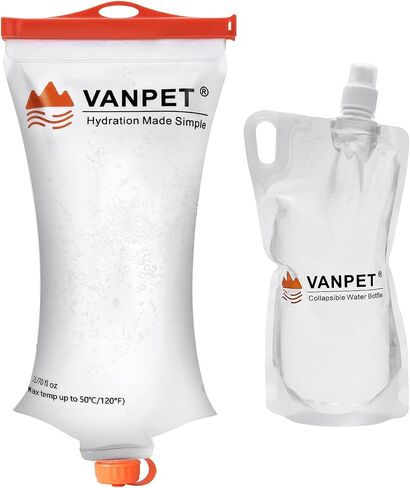 VANPET 2L&1L Water Bag Compatible with Sawyer Squeeze Water Filter, Durable TPU Material, BPA & PVC Free (1) in Kuwait