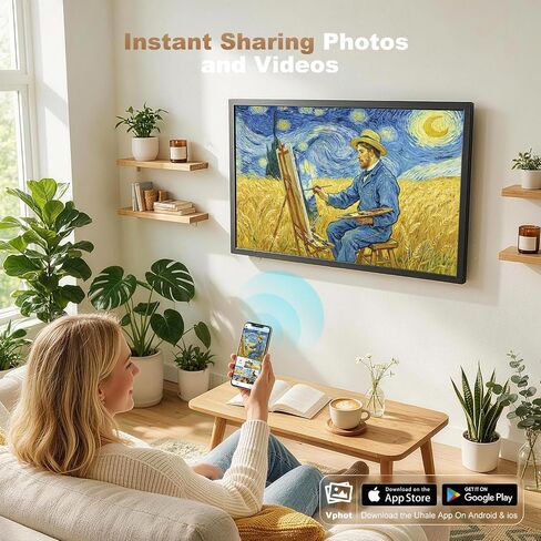 إطار صور رقمي مقاس 32 بوصة - إطار صور كبير - FHD IPS، واي فاي مزدوج، جهاز تحكم عن بعد، شاشة مزامنة الهاتف الذكي، تحميل الصورة من الهاتف عبر البريد الإلكتروني التطبيق، سحابة مجانية، مثبت على الحائط لمعرض الصور ديكور المنزل in Kuwait
