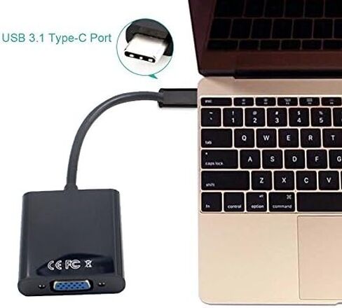 USB-C USB3.1 Type C for Adapter Cable VGA Male to VGA Female Video Transfer Converter 1080P for 12 inch in Saudi Arabia