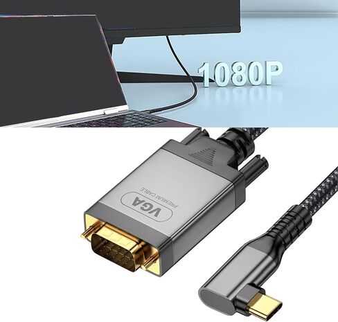 Premium Braided USB C VGA Converter 2Meters for Seamlessly Highly Definition Presentations 1080P USB C to VGA Cable in Kuwait