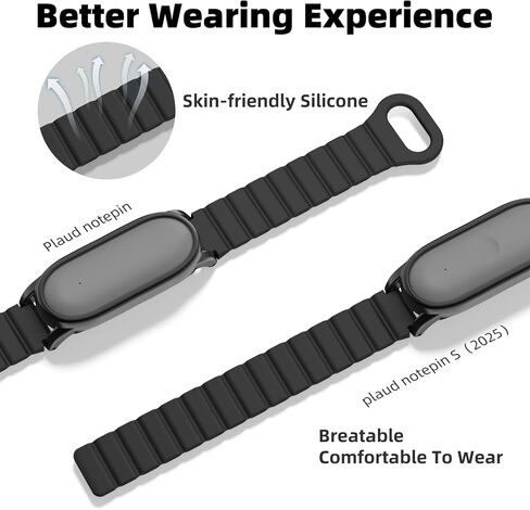 Magnetic Silicone Wristband for Plaud NotePin & NotePin S, Black in Kuwait