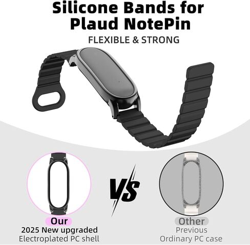 Magnetic Silicone Wristband for Plaud NotePin & NotePin S, Black in Kuwait