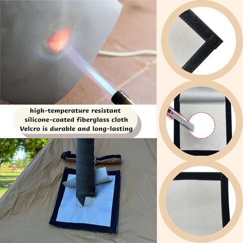 DIY Stove Jack 9.4in*9.4in Tent Stove Jack Heat-Resistant Stoves Jack Kit with Waterproof Cover for Hot Tent in Kuwait