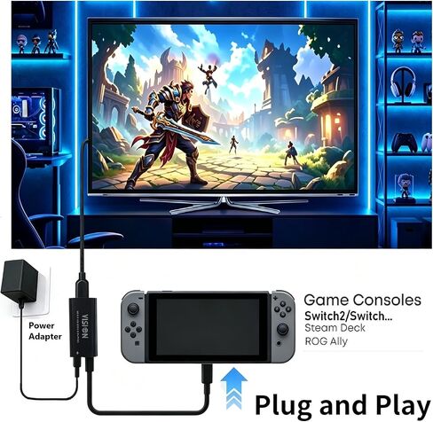 USB C to HDMI Adapter, Switch 2 Dock with 4K@60Hz/100W Fast Charging, Lightweight & Compact, Portable TV Dock for iPhone17-15, SamsungS24/S23, MacBook,Dell,Switch,Steam Deck,ROG Ally in Saudi Arabia