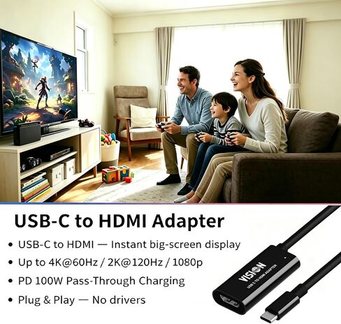 USB C to HDMI Adapter, Switch 2 Dock with 4K@60Hz/100W Fast Charging, Lightweight & Compact, Portable TV Dock for iPhone17-15, SamsungS24/S23, MacBook,Dell,Switch,Steam Deck,ROG Ally in Saudi Arabia