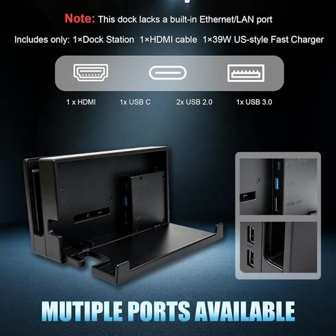 TV Dock Station for Nintendo Switch/Switch OLED, Portable 3-in-1 TV Dock Station Replacement Kit, Includes Original IC Module, AC Charger & High-Speed HDMI Cable for 1080P HD Output & Console Charging in Kuwait