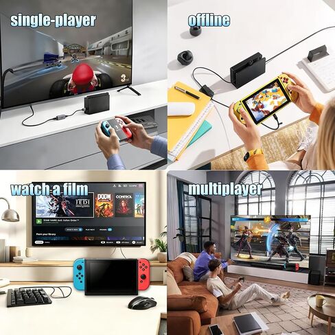 TV Dock Station for Nintendo Switch/Switch OLED, Portable 3-in-1 TV Dock Station Replacement Kit, Includes Original IC Module, AC Charger & High-Speed HDMI Cable for 1080P HD Output & Console Charging in Kuwait