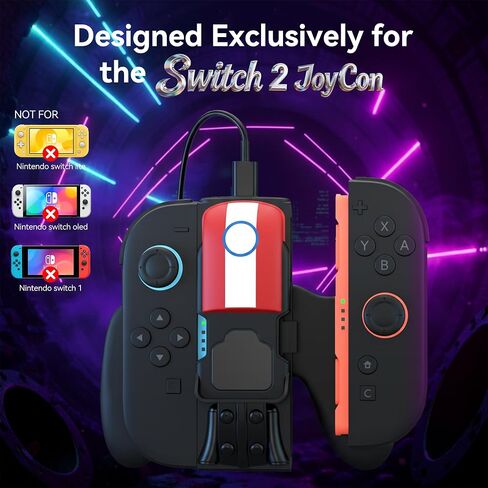 Magnetic Charging Grip for Switch 2 Joy Con, LED Indicator, Play While Charging with Charging Cable in Kuwait