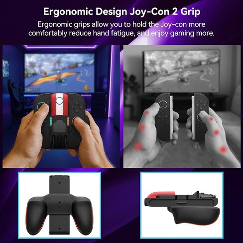 Magnetic Charging Grip for Switch 2 Joy Con, LED Indicator, Play While Charging with Charging Cable in Kuwait