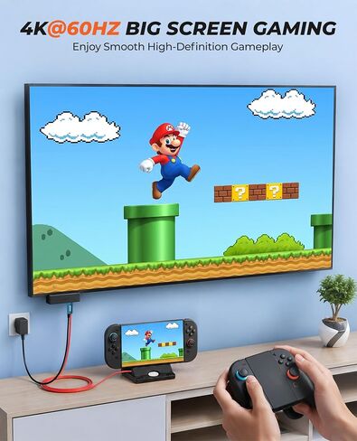 Switch 2 Dock, Switch 2 TV Adapter - 4K@60Hz Play While 100W PD Charging USB C to HDMI Adapter for Nintendo Switch Dock, 6.6ft Portable Travel TV Cable for NintendoSwitch 2/1/Steam Deck/OLED in Kuwait