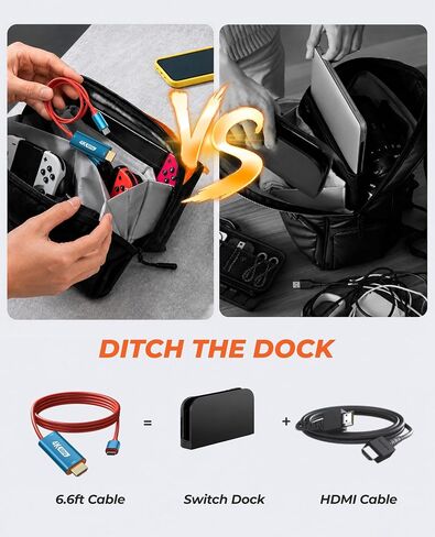 Switch 2 Dock, Switch 2 TV Adapter - 4K@60Hz Play While 100W PD Charging USB C to HDMI Adapter for Nintendo Switch Dock, 6.6ft Portable Travel TV Cable for NintendoSwitch 2/1/Steam Deck/OLED in Kuwait