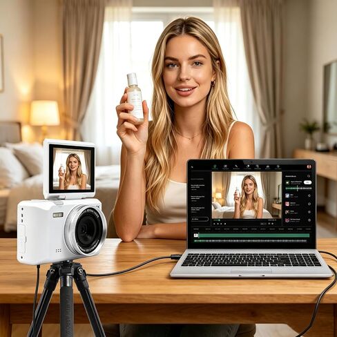 8K Digital Camera, 96MP Autofocus Vlog Camera with 180° Flip Screen, WiFi Wireless Transfer, Slow Motion & Time Lapse, Portable Compact Camera for Photography Video Vlogging Teens Beginners in Saudi Arabia