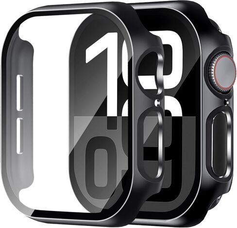 Case for Apple Watch Screen Protector SE 3(2025)/SE 2 Series 4 5 6 44mm Built-in HD Tempered Glass | Slim Guard Bumper | Full Coverage Protective | Hard PC Face Cover Compatible iWatch (2 Pack) in Saudi Arabia