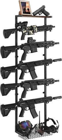 Poyilooo Gun Rack for Wall, 4 gun wall mount with Storage Basket in Saudi Arabia