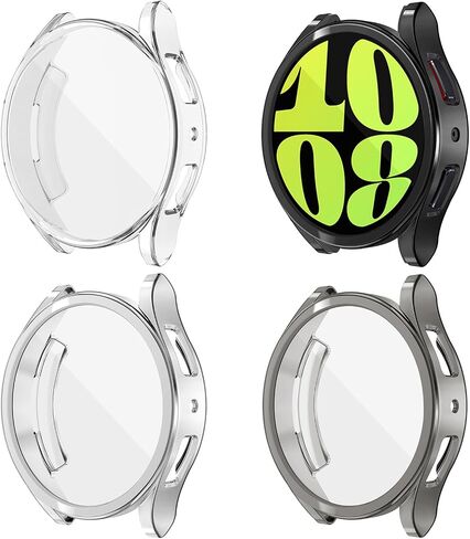 (4 Pack Screen Protector Case Compatible for Samsung Galaxy Watch 8 40mm (2025 Verison) Solf Silicone Bumper Full Protective Shell Face cover (Silver Pink RoseGold Gold) in Kuwait