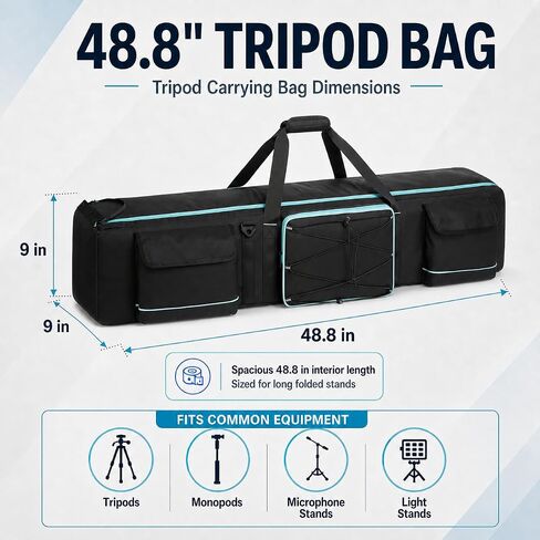 48.8" Tripod Bag, Padded Carrying Case for Mic, Light & Speaker Stands in Kuwait