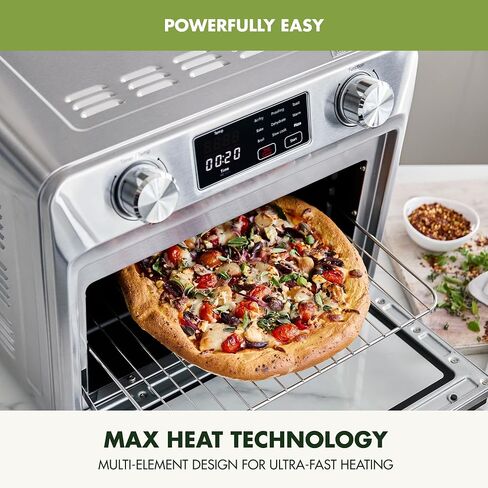 GreenPan Bistro Stainless Steel 9-in-1 Air Fry Oven, Nonstick Baking Pan, Stainless Steel Rack, and Basket, Fast Heating, Multifunction Presets, Cool-Touch Handle, PFAS-Free, Easy Cleanup Crumb Tray in Kuwait