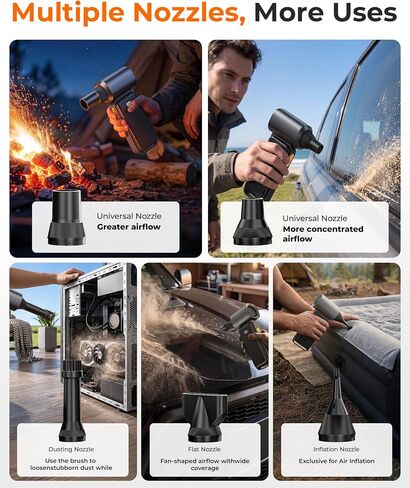 [Upgrade] DooGooCoo Electric Air Duster, 150000 PRM Brushless Motor Rechargeable Air Blower with 8000Mah Powered Battary, Strongest Airflow Cordless Duster for PC, Keyboard, Home, Outdoor, Car & Bike in Saudi Arabia