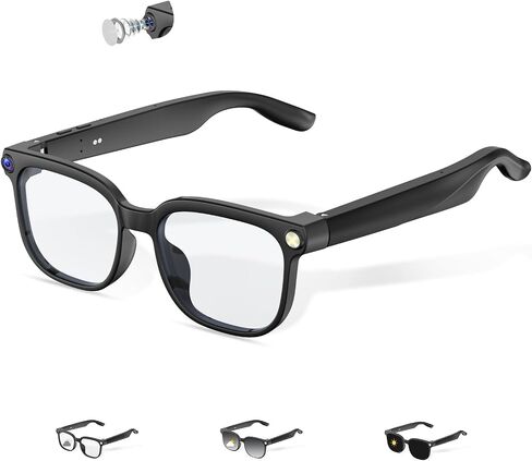 AI Smart Glasses, Bluetooth Glasses for Men, Women,8MP Camera, Real-time ChatGPT, AI Photo Recognition and Translation,Photochromic Transition Lenses, WiFi Transfer, for Life, Work and Travel in Saudi Arabia