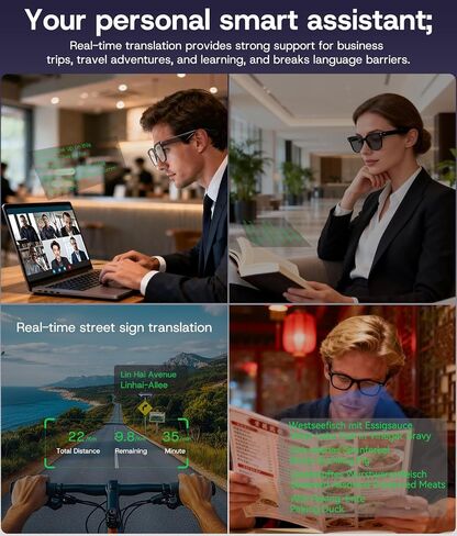 AI Smart Glasses, Bluetooth Glasses for Men, Women,8MP Camera, Real-time ChatGPT, AI Photo Recognition and Translation,Photochromic Transition Lenses, WiFi Transfer, for Life, Work and Travel in Saudi Arabia