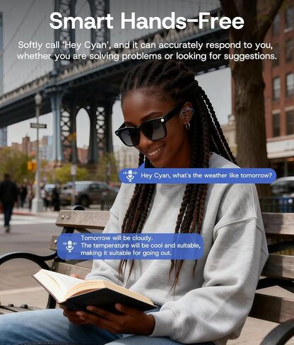 AI Smart Glasses, Bluetooth Glasses for Men, Women,8MP Camera, Real-time ChatGPT, AI Photo Recognition and Translation,Photochromic Transition Lenses, WiFi Transfer, for Life, Work and Travel in Saudi Arabia
