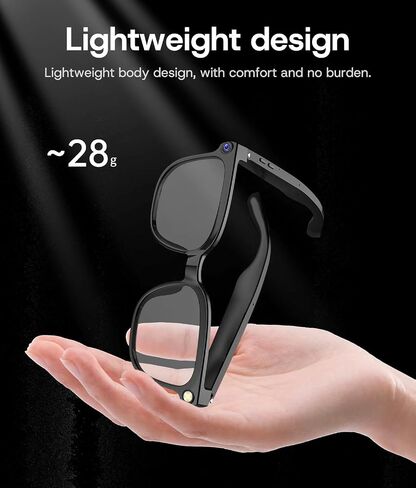 AI Smart Glasses, Bluetooth Glasses for Men, Women,8MP Camera, Real-time ChatGPT, AI Photo Recognition and Translation,Photochromic Transition Lenses, WiFi Transfer, for Life, Work and Travel in Saudi Arabia