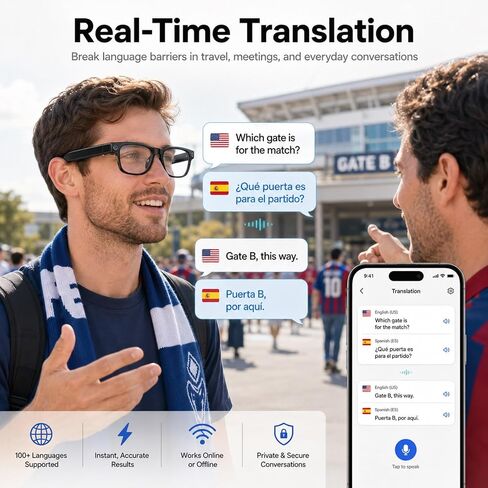 نظارات الذكاء الاصطناعي الذكية مع الكاميرا، والتقاط الصور ونظارات تسجيل الفيديو بدقة 4K، والترجمة في الوقت الفعلي، والصوت المفتوح للأذن، والتعرف على الأشياء، ونظارات الكاميرا الشمسية AI لمدونات الفيديو، والسفر، والأعمال التجارية in Kuwait