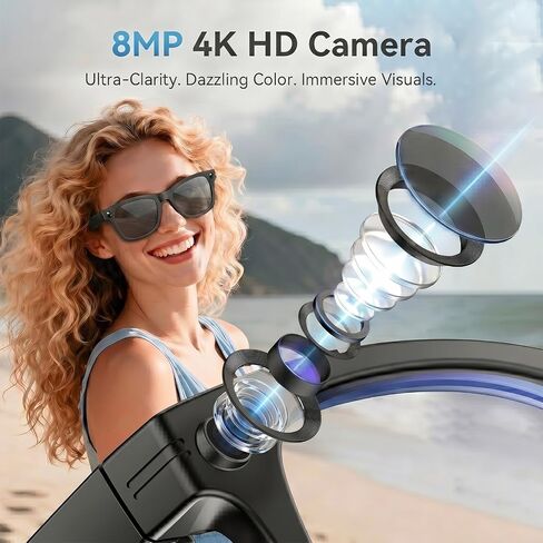 2026 AI Smart Glasses for Men Women,8MP 4K Camera Glasses,Supports AI Voice Control/Photo/Video/Audio Recording,Bluetooth Glasses with 133 Translations,Blue Light Blocking Lenses+Extra Sunglasses in Saudi Arabia