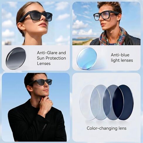 2026 AI Smart Glasses for Men Women,8MP 4K Camera Glasses,Supports AI Voice Control/Photo/Video/Audio Recording,Bluetooth Glasses with 133 Translations,Blue Light Blocking Lenses+Extra Sunglasses in Saudi Arabia