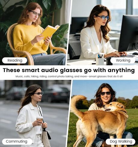 Smart Audio Bluetooth Glasses for Men & Women – Wear-Induction Auto On/Off, Photochromic + Blue Light Blocking Interchangeable Frames, AI Real-Time Translation Smart Sunglasses, Hands-Free Calls in Kuwait