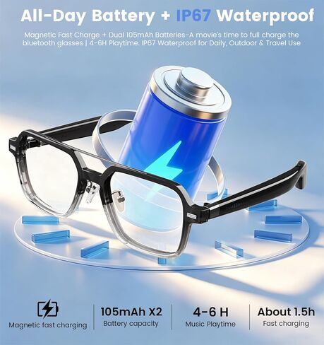 Smart Audio Bluetooth Glasses for Men & Women – Wear-Induction Auto On/Off, Photochromic + Blue Light Blocking Interchangeable Frames, AI Real-Time Translation Smart Sunglasses, Hands-Free Calls in Kuwait