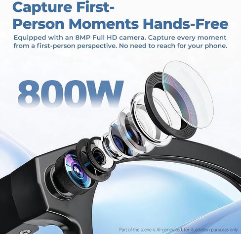 M88-S Smart AI Glasses, Real-Time Translation, 8MP HD Camera, Open-Ear Audio, AI Voice Assistant, Object Recognition, Bluetooth 5.4 — Clear Lenses, Wearable Technology in Kuwait