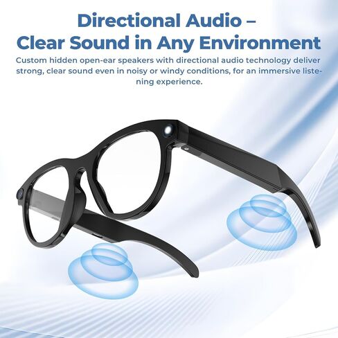 M88-S Smart AI Glasses, Real-Time Translation, 8MP HD Camera, Open-Ear Audio, AI Voice Assistant, Object Recognition, Bluetooth 5.4 — Clear Lenses, Wearable Technology in Kuwait