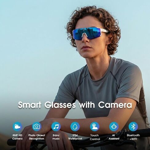 AI Smart Glasses with Camera 4K, Bluetooth Sunglasses for Outdoor Sports in Kuwait