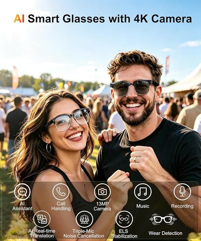 4K AI Smart Glasses, 13MP Camera, AI Vision & Voice Assistant in Saudi Arabia