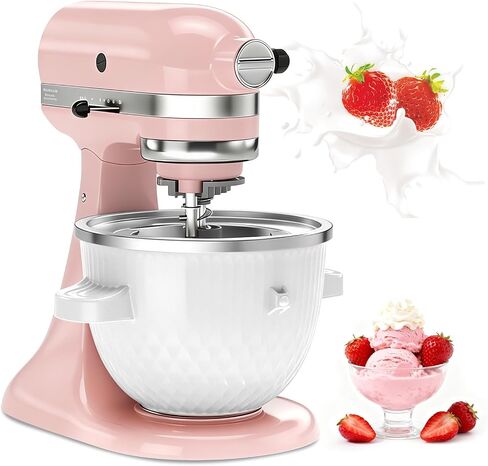 Ice Cream Maker Attachment for KitchenAid Stand Mixer, Ice Cream Bowl Fit for 4.5QT/ 5QT/ 6QT KitchenAid Stand Mixer, 2 Quart Sorbet Gelato Maker, Light Green in Saudi Arabia