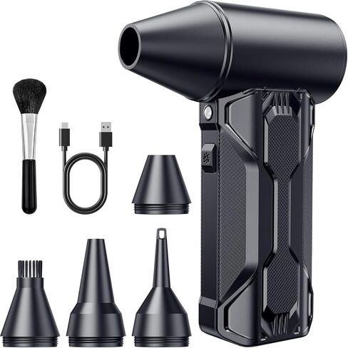 Compressed Air Duster, 110000 RPM High-Speed Electric Air Duster with Brushless Motor, 3-Speed Settings, Rechargeable Cordless Dust Blower with Fast Charging for PC, Keyboard, Car, Home (Black) in Saudi Arabia