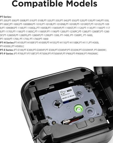 TZE-335 Compatible Label Tape Replacement for Brother TZe-335 TZe335 Label Maker Tape, White on Black, Use for PT-D200 PT-D210 PTH100 PT-D400, 0.47" x 26.2'(12mm x 8m), 5 Packs in Saudi Arabia