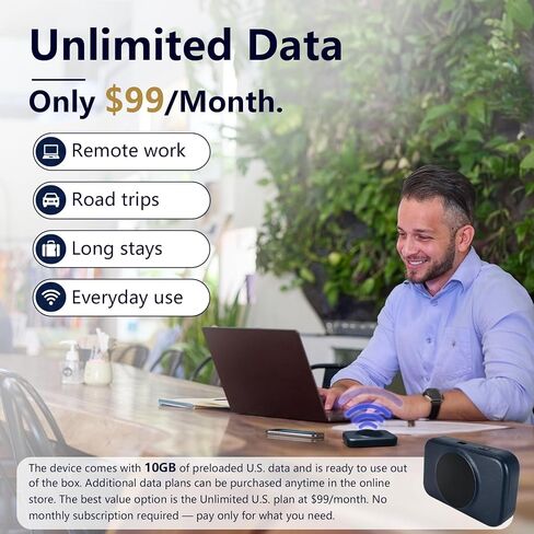 Portable WiFi Hotspot - No SIM,10GB US Preloaded,Connect 8 Devices, Portable Internet Devices, for USA, Canada & Mexico, Mobile Pocket Hotspot Ultra Portable 4G LTE Travel Router in Kuwait